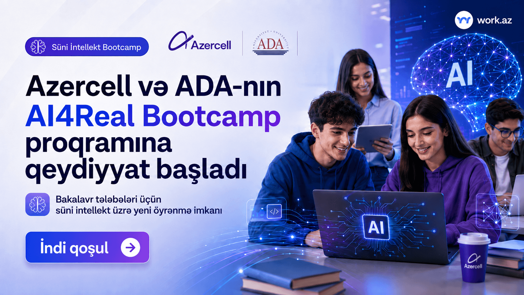 Azercell və ADA-nın AI4Real Bootcamp proqramına qeydiyyat başladı!
