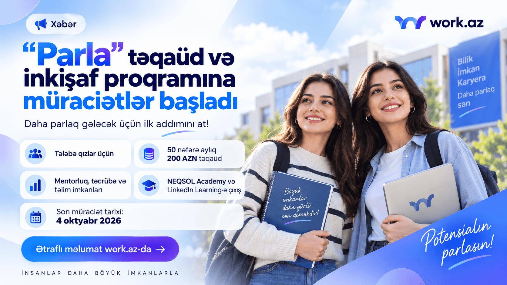 “Parla” təqaüd və inkişaf proqramına müraciətlər başladı.
