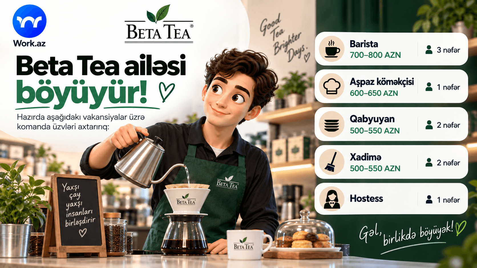 BETA TEA yeni əməkdaşlar axtarır!