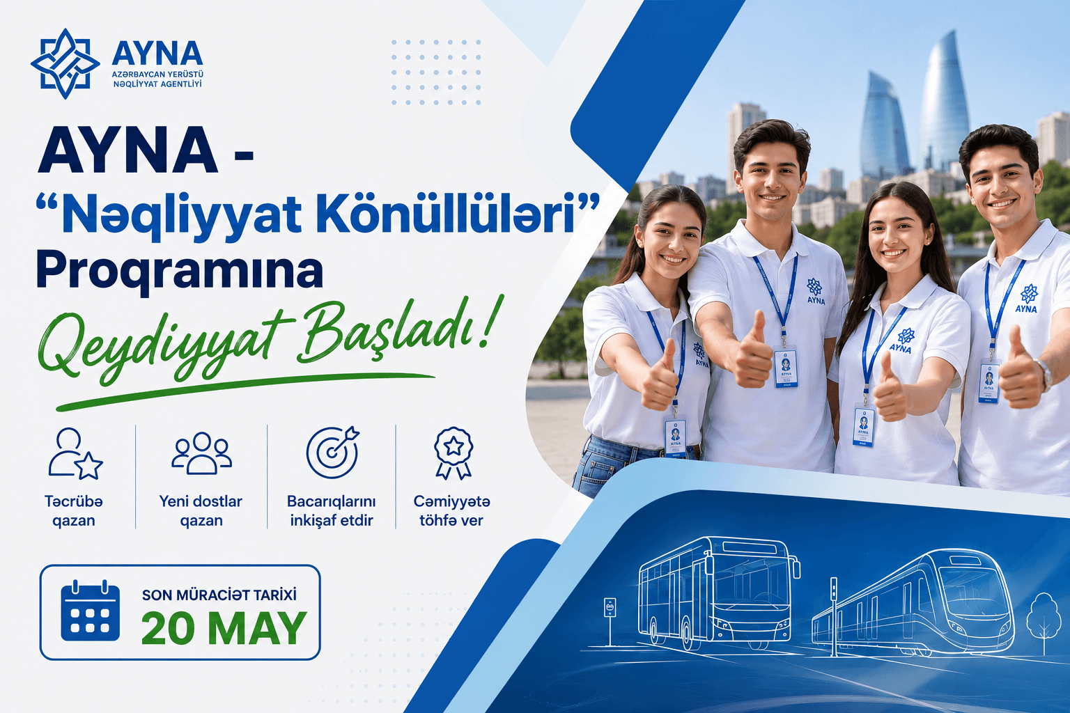 AYNA - “Nəqliyyat Könüllüləri” Proqramına Qeydiyyat Başladı!